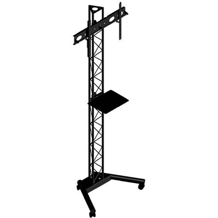Suporte TV de chão torre triangular com rodas e bandeja de apoio - PBT1800