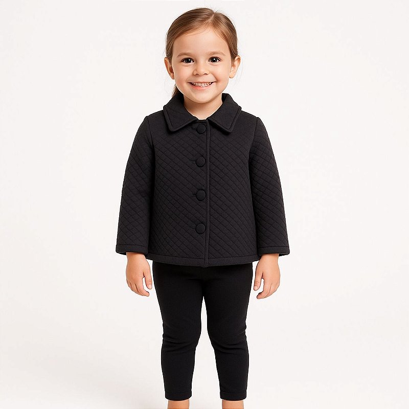 Jaqueta Infantil Inverno Menina Blusa Malha Casaco Criança Preto