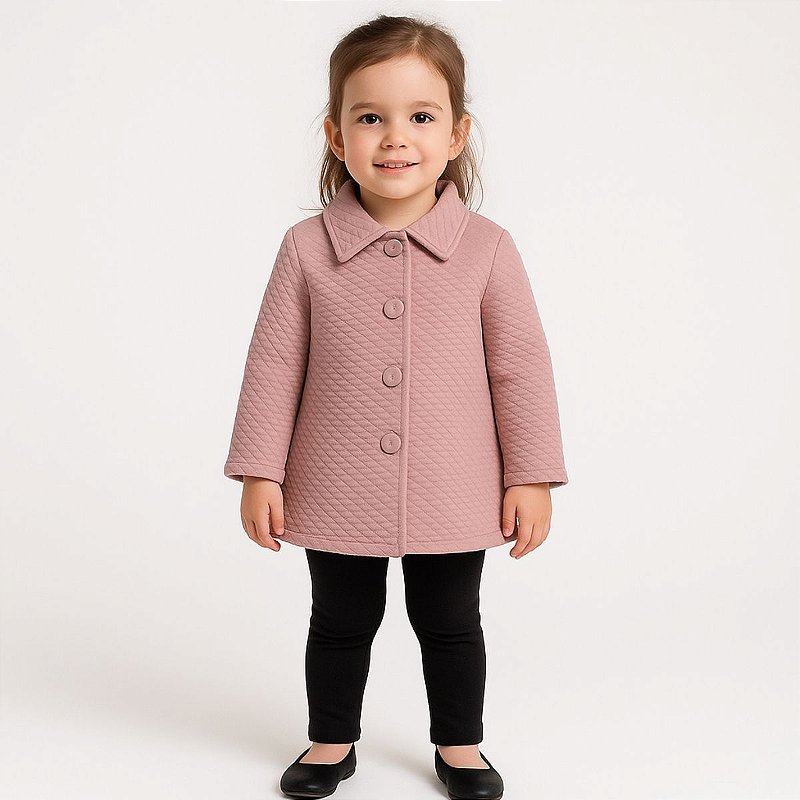 Jaqueta Infantil Inverno Menina Blusa Malha Casaco Criança Rosê