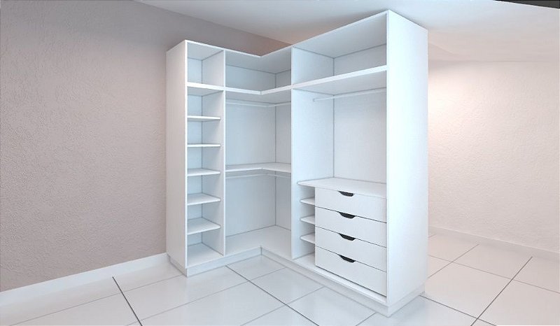 Guarda-roupa BRANCO em L 2400x1800x1200x550