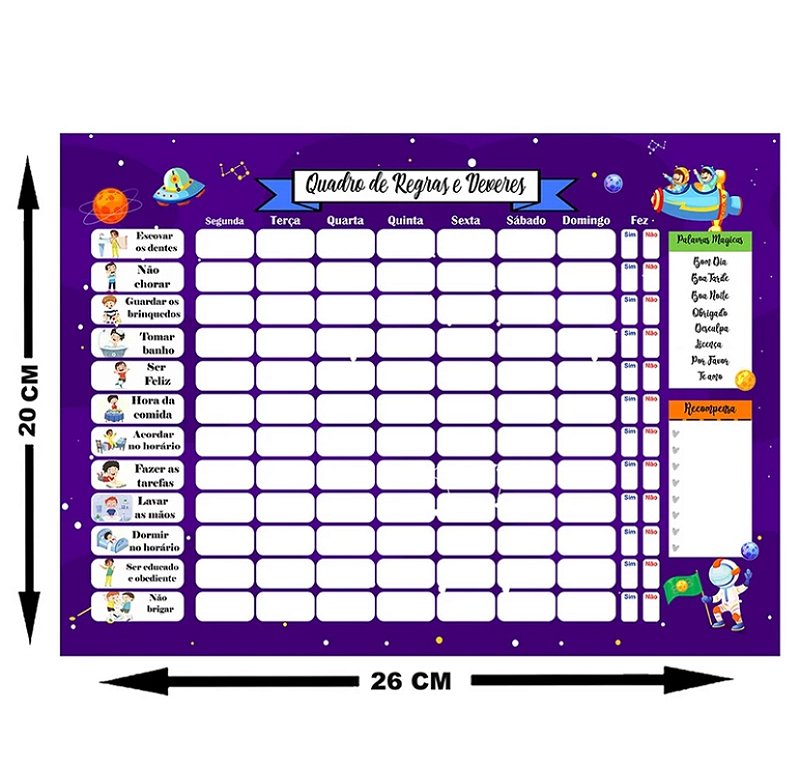 QUADRO ROTINA DE METAL 20X26cm