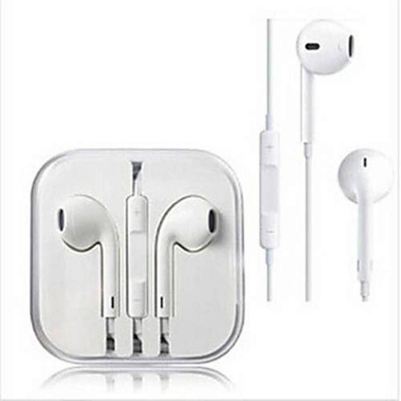 Fone de Ouvido para iPhone Branco Replica Black Mobile