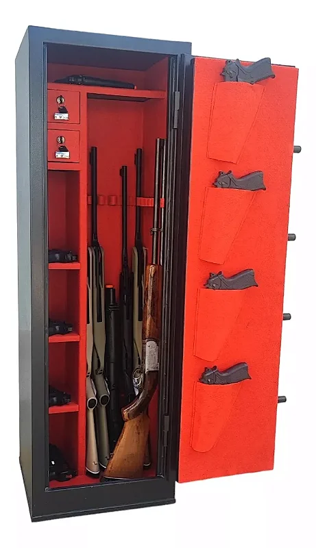 Cofre vertical em aço para armas longas, rifles, carabinas e espingardas