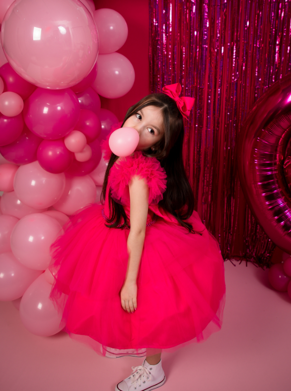 Vestido Infantil Barbie Pink Com Cinto de Pérolas – Moda infantil