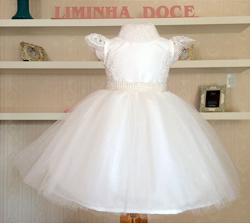 Vestido Branco Luxo Infantil Liminha Doce Vestidos De Festa Infantis E Mãe E Filha 6433