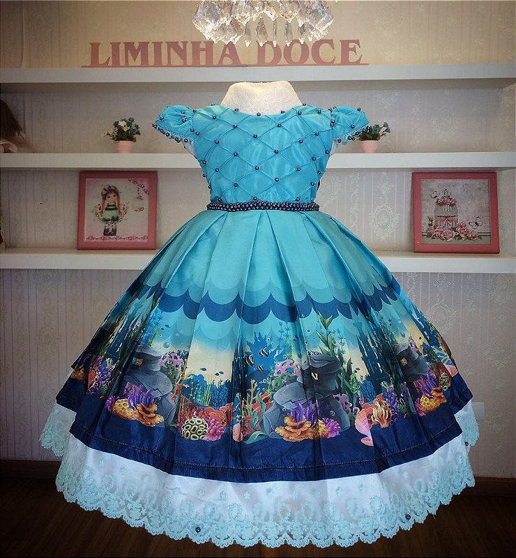 vestido 1 ano fundo do mar