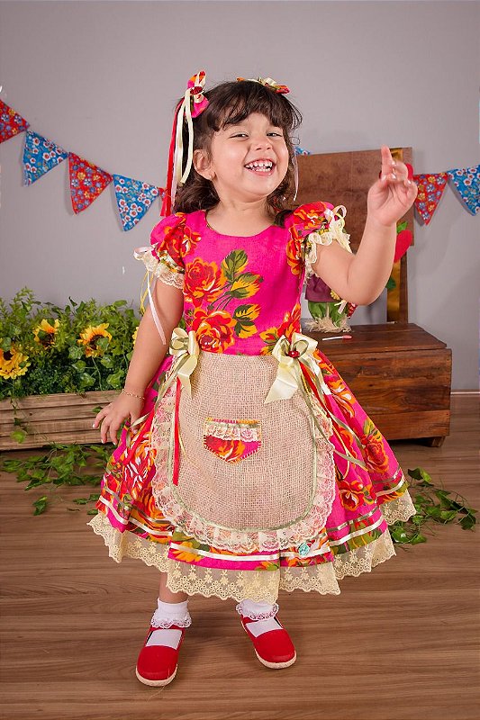 Vestido de Festa Junina Floral Pink- vestidos para festa junina ...