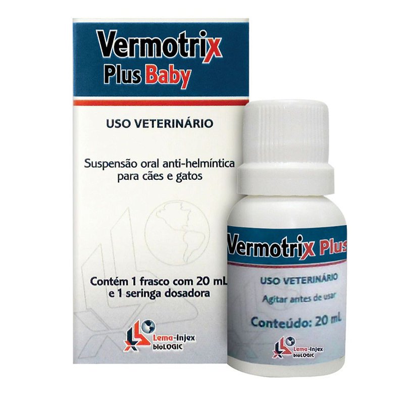Vermífugo Vermotrix Plus Baby Lema Injex para Cães e Gatos 20ml ...