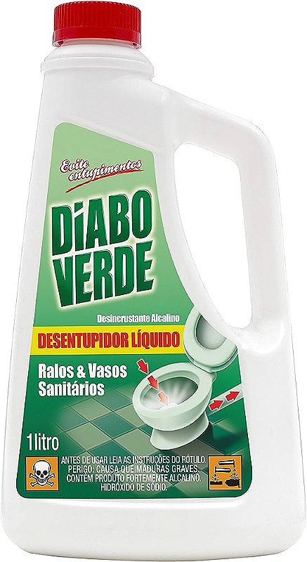 Desentupidor Liquido Diabo Verde c/ 1 Litro Un. - SM Embalagens Descartáveis