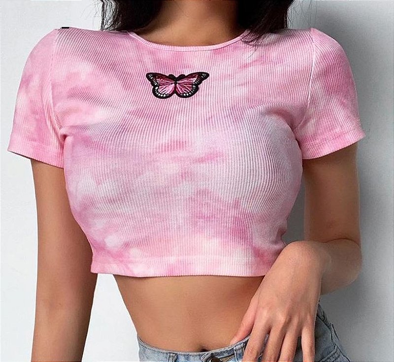 Camiseta Baby Look BORBOLETA - MobWay Store - Moda Alternativa, Kawaii e  Gótica.