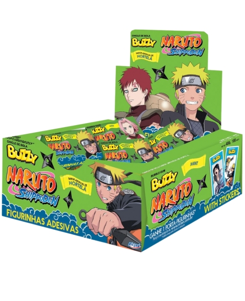 CHICLE BUZZY NARUTO C/100 HORTELA - PROALFA - Distribuidora