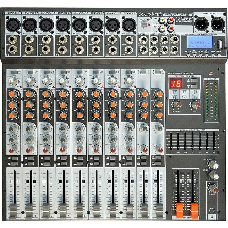Mesa de Som Soundcraft SX1202FX 12 Canais USB - Look Music