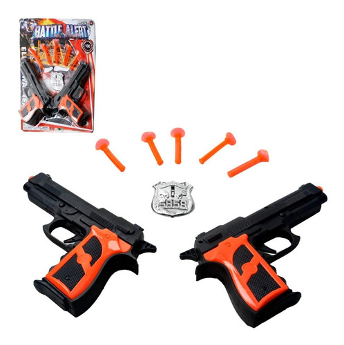 Kit 2 Arminha Policial de Brinquedo Lançador com Dardos do Tipo nerf