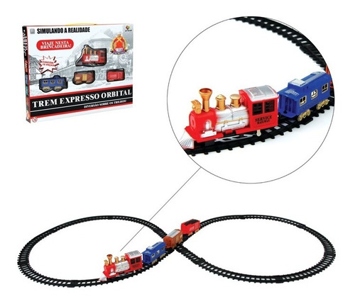 Trem Expresso Com 4 Vagões E Trilho Oval Brinquedo 78cmx26cm