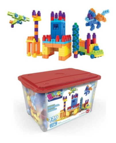 Brinquedos Educativos Blocos De Montar Caixa Jogo 330 Peças