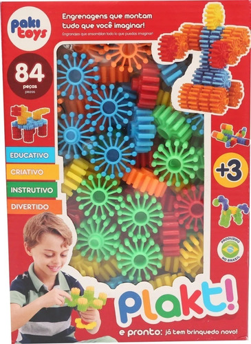 Jogo de Montar Plakt com 84 peças Blocos Brinquedo Educativo