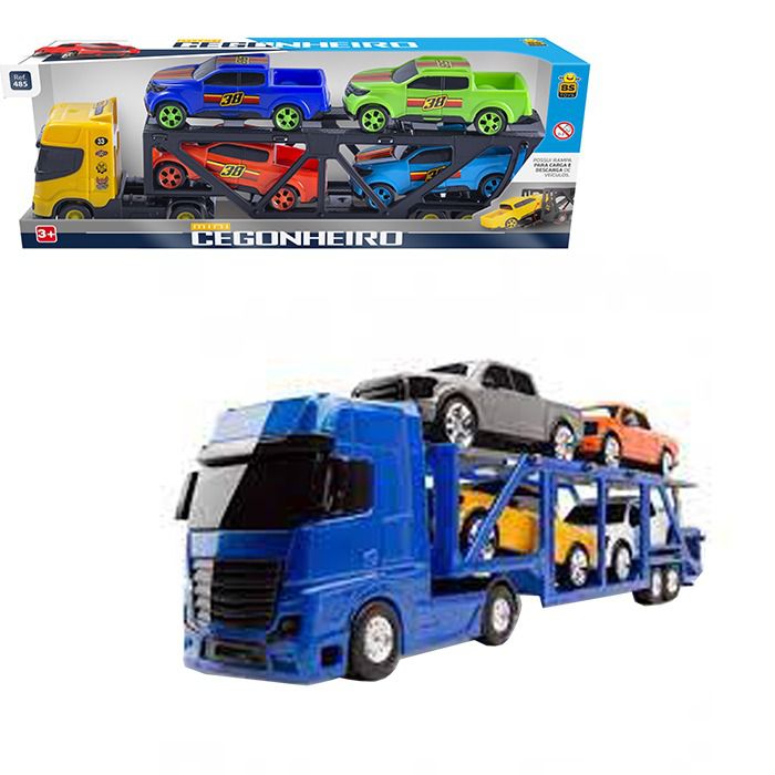 Kit 2 Cegonheira Truck Carreta Caminhão Brinquedo Com 8 Carros