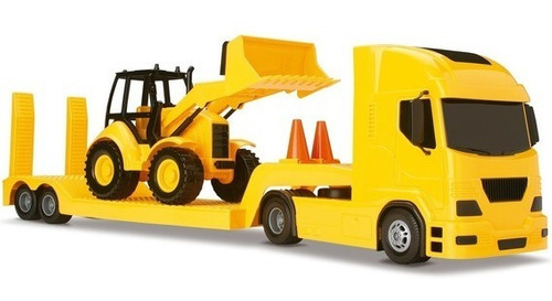 Caminhão Prancha Brinquedo Madeira Plastico Grande + Trator