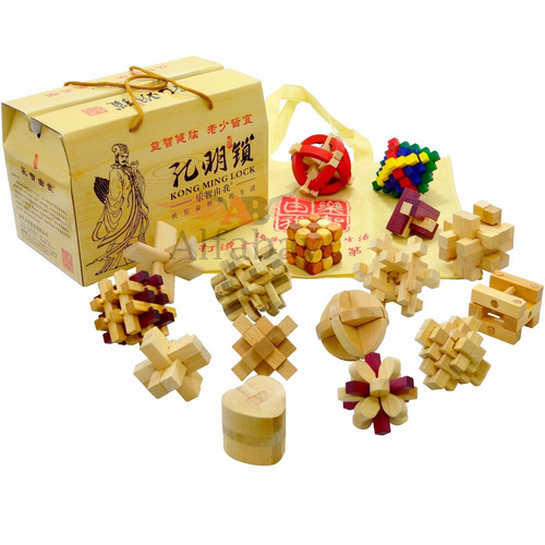 Quebra Cabeça De Madeira Puzzle Kit 6 Enigmas Desafio