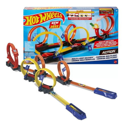 Pista e Acessório Hot Wheels - Competição Giratória, Multicolorido