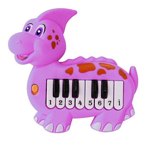 Teclado Pianinho Infantil Musical De Dinossauro Rosa - Alfabay