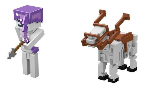 Boneco Minecraft Steve De E Cavalo Com Armadura De Diamante