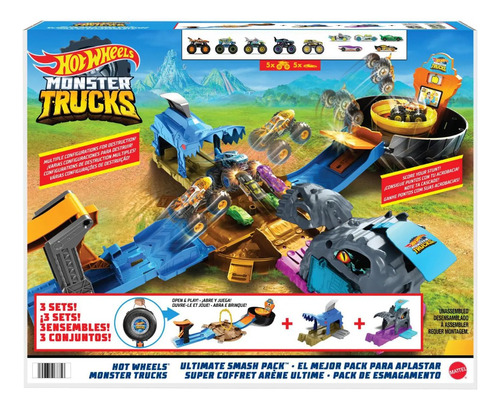 Pista de Corridas Hot Wheels Monster Trucks 2 Carros