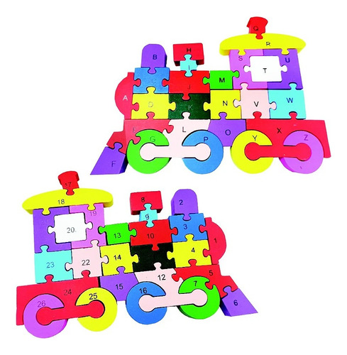 Quebra Cabeça Infantil 3D Madeira MDF Alfabeto 26 Peças Leão Toy Mix