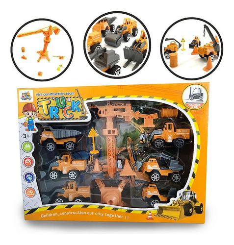 Kit de Carrinhos Tratores e Caminhões de Brinquedo Infantil