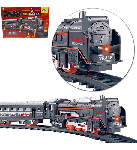 Trem Locomotiva Com Trilhos E Vagões Com Luz Com De 23 Peças - Alfabay -  Cubo Mágico - Quebra Cabeças - A loja de Profissionais e Colecionadores!