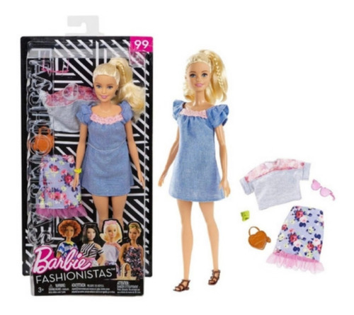 Boneca Barbie Fashionistas 99 Roupas E Acessorios Loira