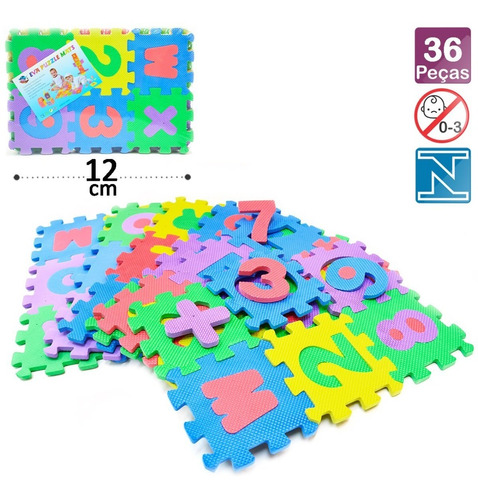 Tapete Tatame Eva Educativo Infantil 36 Pcs 12 X 12 X 0,7cm - Alfabay -  Cubo Mágico - Quebra Cabeças - A loja de Profissionais e Colecionadores!