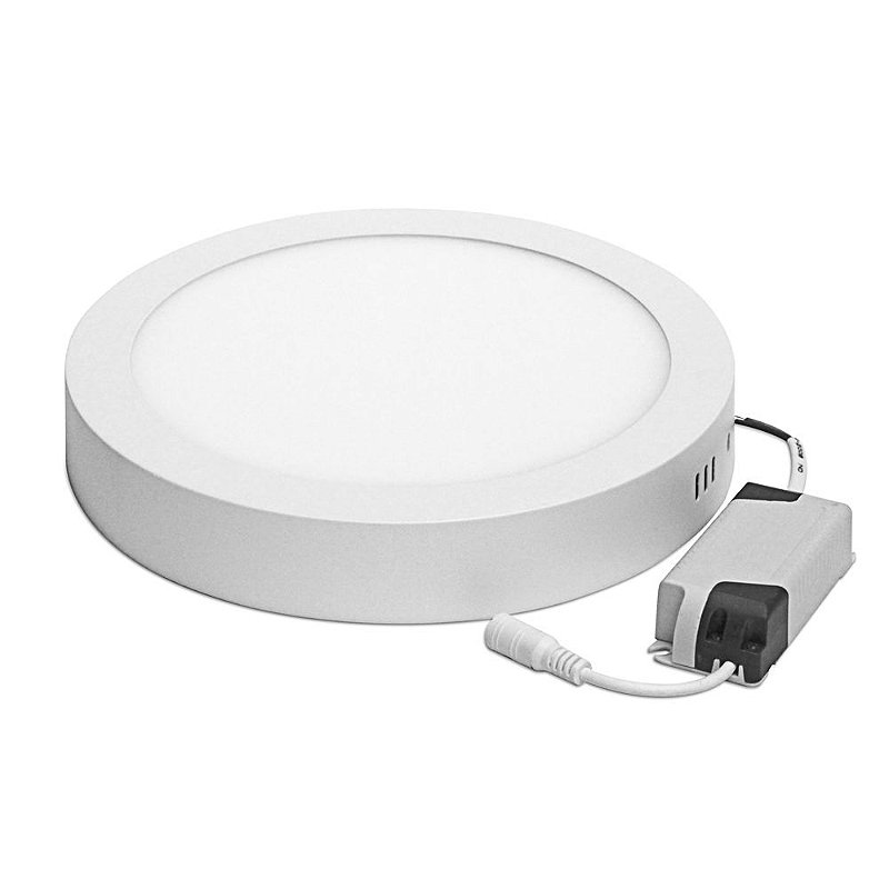 Kit 10 Luminárias Plafon LED 18W 22x22 Redondo Sobrepor Branco Frio 60