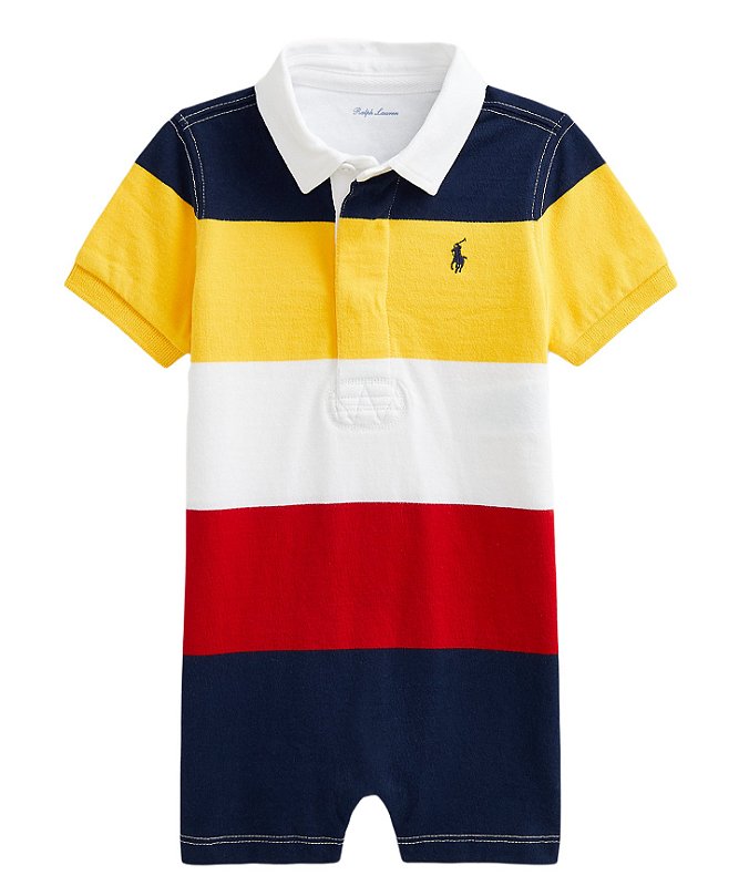 Romper Ralph Lauren Listras Azul e Branco - Baby Buys Brasil