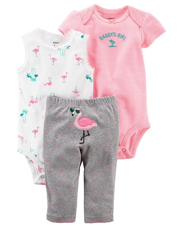 TRIO FLAMINGO CARTERS LOB BABY KIDS ARTIGOS INFANTIS