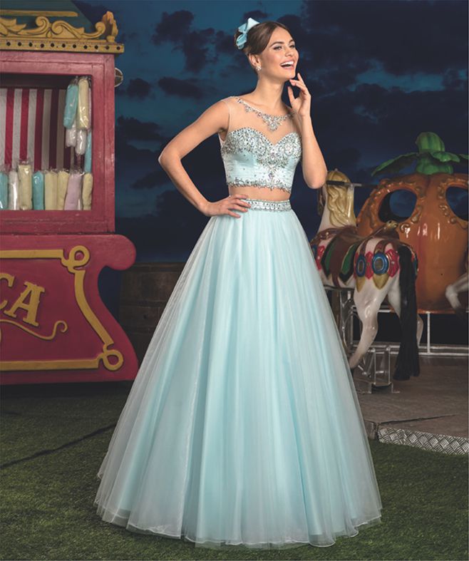 Vestido de Festa Debutante Tiffany Dois em Um Cropped e Saiote Longo  Bordado Aurora Aluguel - Closet - Locação e Venda de Roupas para Festa