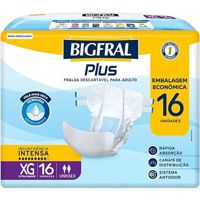 Absorvente para Incontinência Urinária Bigfral Plus 20 Unidades