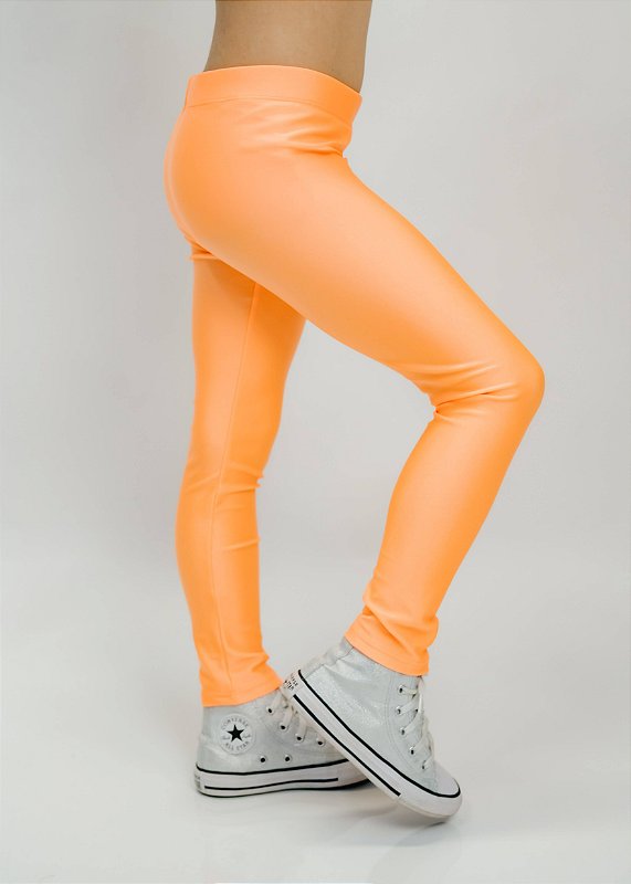 Leggings Sólido Laranja Tamanho Regular Para Mulheres