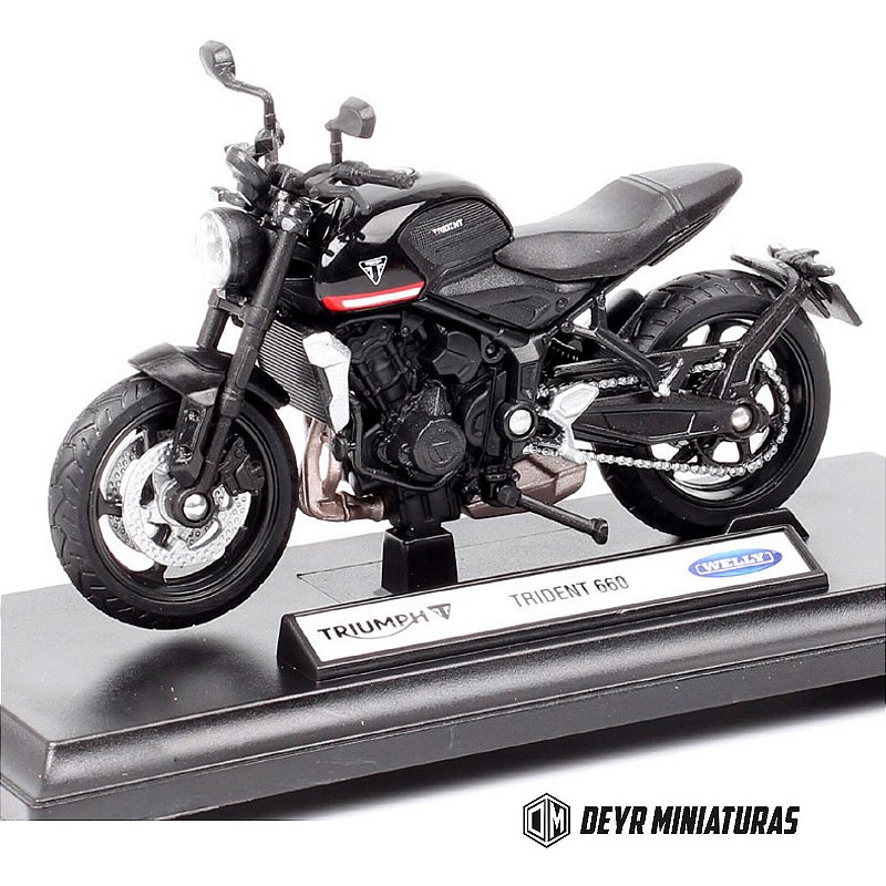 Miniatura Triumph Trident 660 Preto 2021 Welly - Miniaturas de