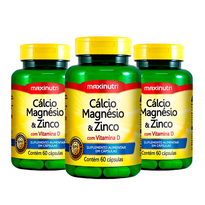 Kit Cálcio Magnésio Com Zinco Maxinutri 180 Cápsulas - Vivamus Mais  Suplementos Vitamínicos I Loja Virtual