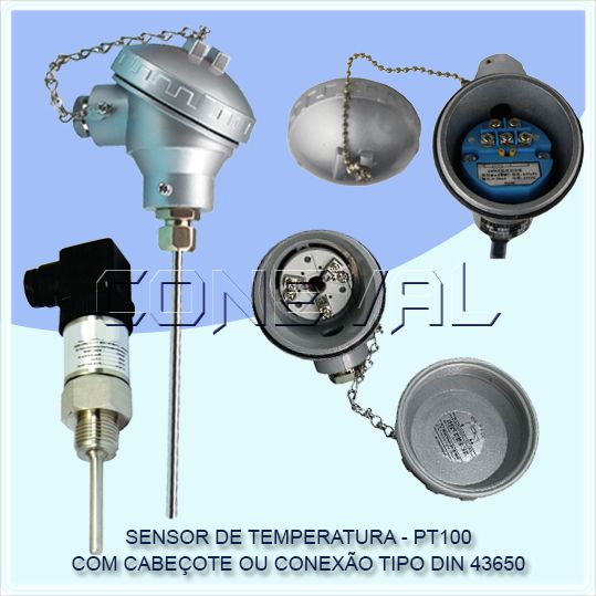Sensores de Temperatura tipo PT100, PT1000, termopar tipo J e termopar tipo  K - Conexões e Válvulas Industriais - Coneval