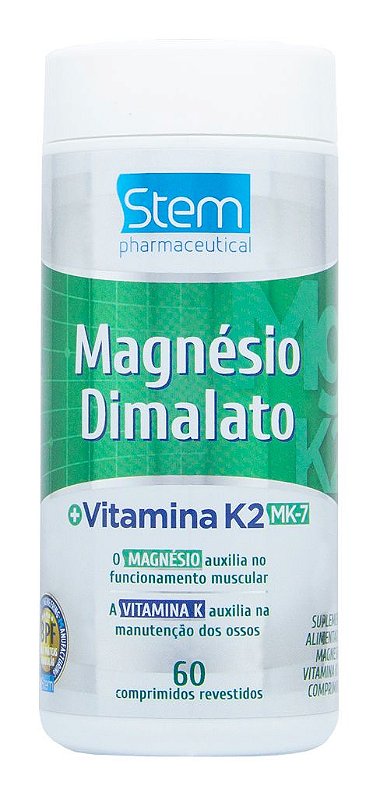 Magnésio Dimalato Com Vitamina K2 Mk 7 60 Comprimidos Stem Pharmaceutical