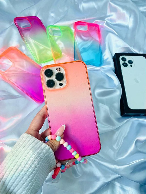 Capinha Degrade Neon Glitter para Iphone - TK cases