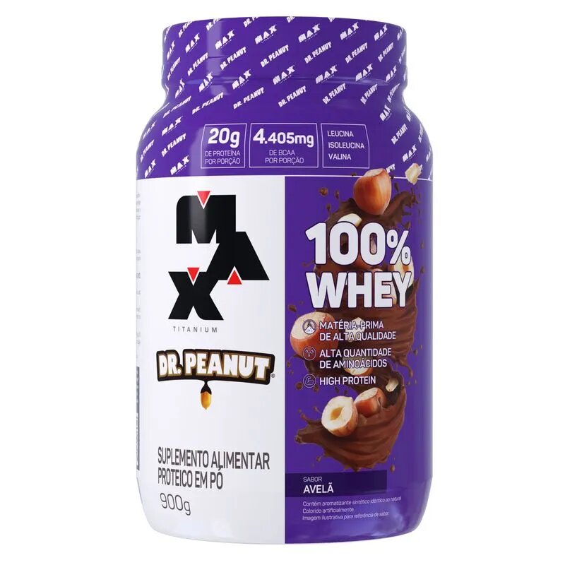 100% Whey Max Titanium x Dr. Peanut 900g - Hiper Pump Suplementos