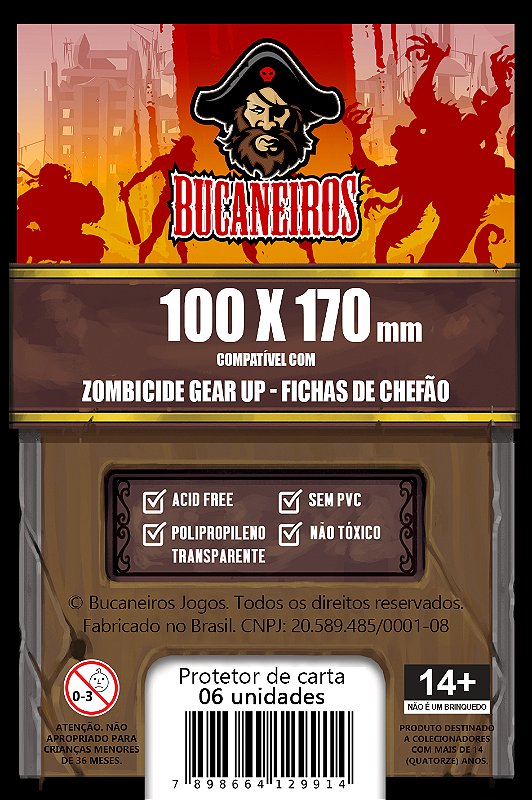 Sleeve Customizado para Zombicide Gear Up Fichas de Chefão (100 x