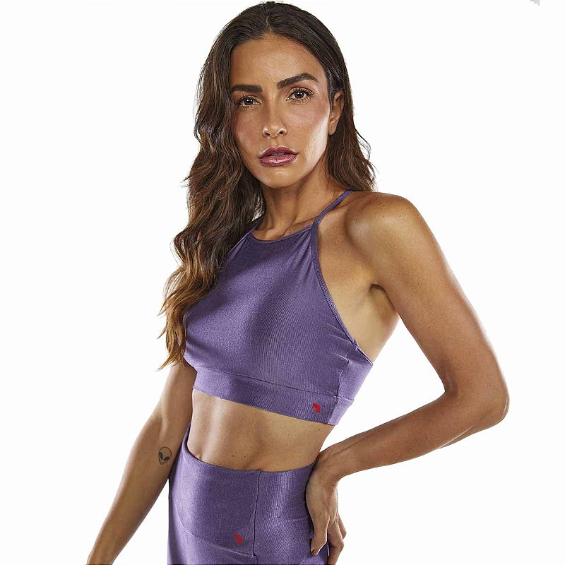 Top Microcanelado e Bodytex em Roxo e Vermelho ALTO GIRO