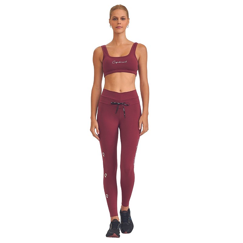 Conjunto Top 2 em 1 e Legging Nakay Silk e Cadarço Marrom CAJUBRASIL -  Euforia - Moda Fitness e Praia