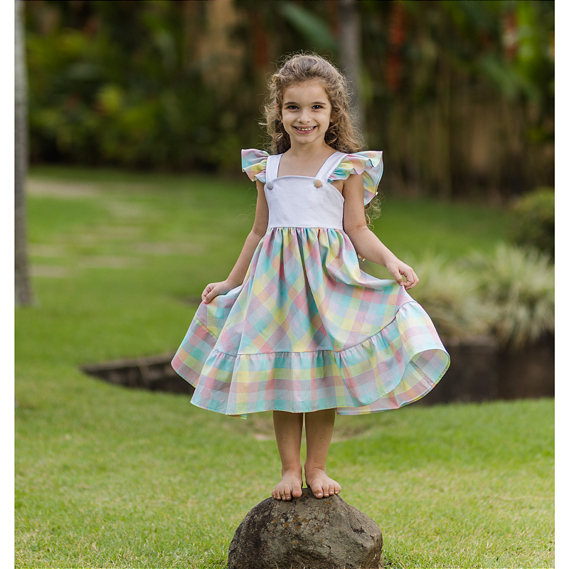 Vestido Infantil Floral Menina Roupa Verão Juvenil Colorido