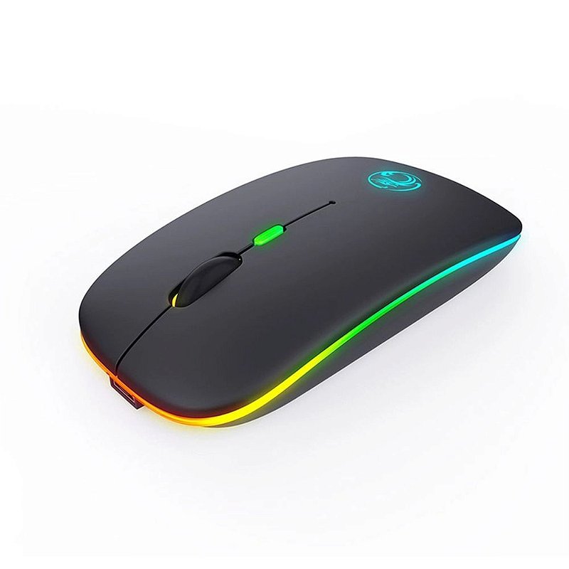 Mouse Sem Fio Recarregável Wireless Bluetooth Led Rgb 2.4ghz 1600