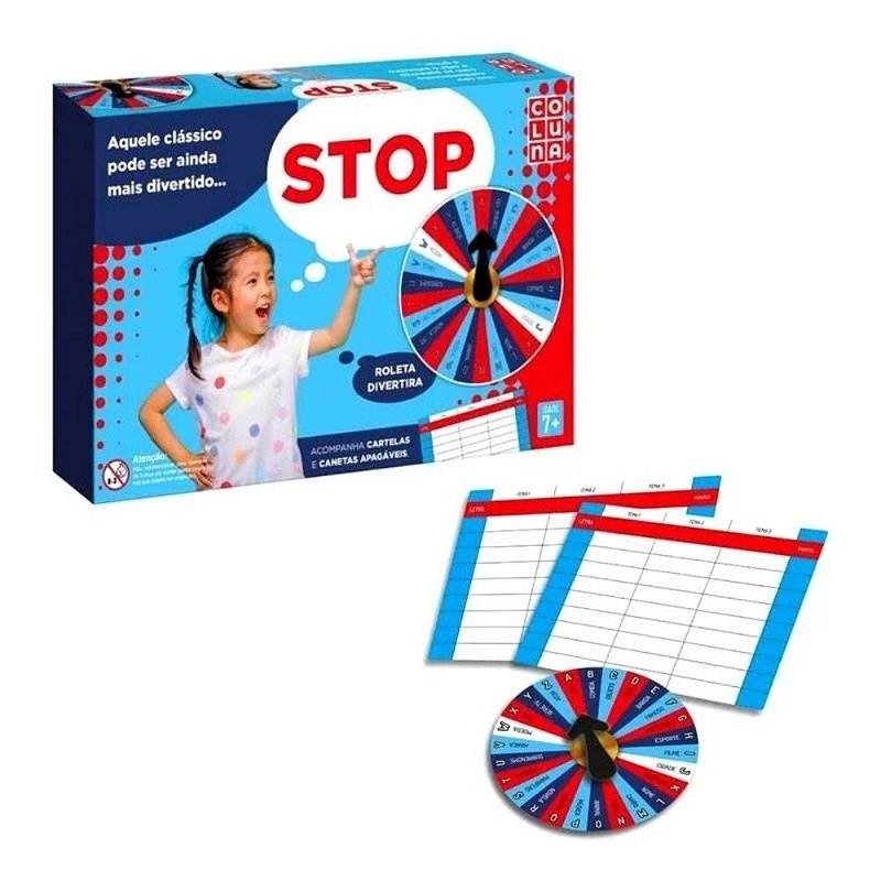 Jogo Stop Tradicional Cartela Infantil Escreva e Apague 4 Cartelas e 4  Canetas Educativo Menino Menina 6 Anos